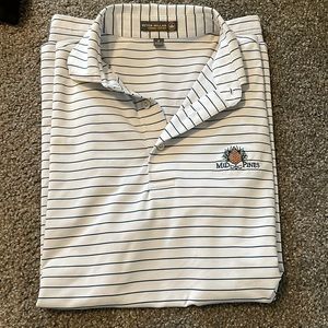 Peter Millar Mens Small White and Blue Striped Polo